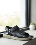 LuxeFit - Black Open-Panel Sandal with Buckle Detailing, photo 2