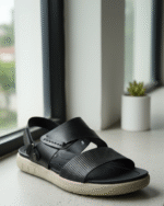 LuxeFit - Black Cross-Strap Sandal with Minimal Stitch Design, photo 3