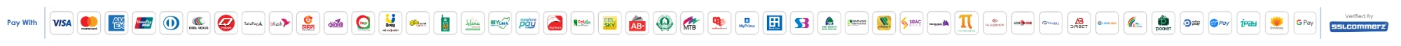 Accepted payment methods: Visa, Mastercard, American Express, UnionPay, Diners Club, DBBL Nexus, bKash and other Bangladeshi bank cards, mobile wallets and internet banking. Verified by SSLCommerz.