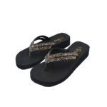 Step ALVERA women's wedge platform thong flip-flop slipper in multi-color rhinestone crystal straps - pair front view - Sandal n Shoe - Trade
