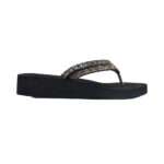 Step ALVERA women's wedge platform thong flip-flop slipper in multi-color rhinestone crystal straps - medial side profile view - Sandal n Shoe - Trade