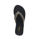 Step ALVERA women's wedge platform thong flip-flop slipper in multi-color rhinestone crystal straps - top-down footbed view - Sandal n Shoe - Trade