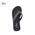 Step AMAL women's platform thong flip-flop slipper in black and white crystal rhinestone straps - top-down footbed view - Sandal n Shoe - Trade