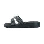 Step AMARA women's wedge platform slide sandal in gunmetal with twisted crystal rhinestone straps - lateral side profile view - Sandal n Shoe - Trade