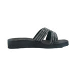 Step AMARA women's wedge platform slide sandal in gunmetal with twisted crystal rhinestone straps - medial side profile view - Sandal n Shoe - Trade
