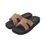 Step AMARA women's wedge platform slide sandal in rose gold with twisted crystal rhinestone straps - pair front view - Sandal n Shoe - Trade