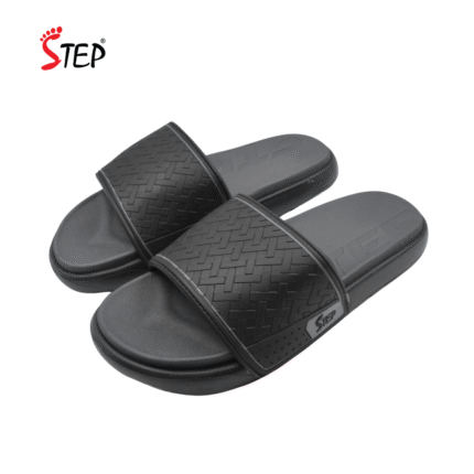 Step ARRIV men's slide sandal in ash - pair front view - Sandal n Shoe - Trade