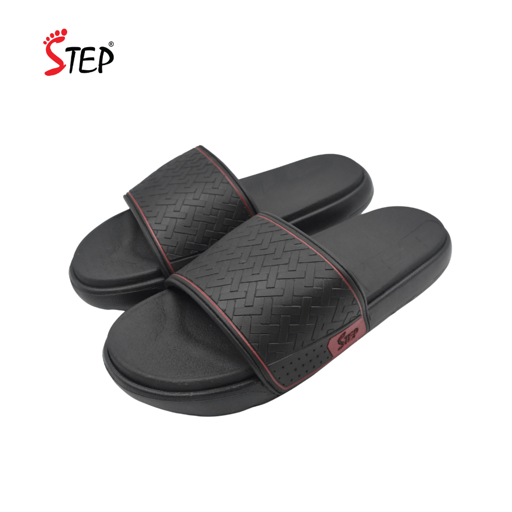 Step ARRIV Slide Sandal - Red - Pair View - Sandal n Shoe - Trade Step ARRIV men's slide sandal in red - pair front view - Sandal n Shoe - Trade