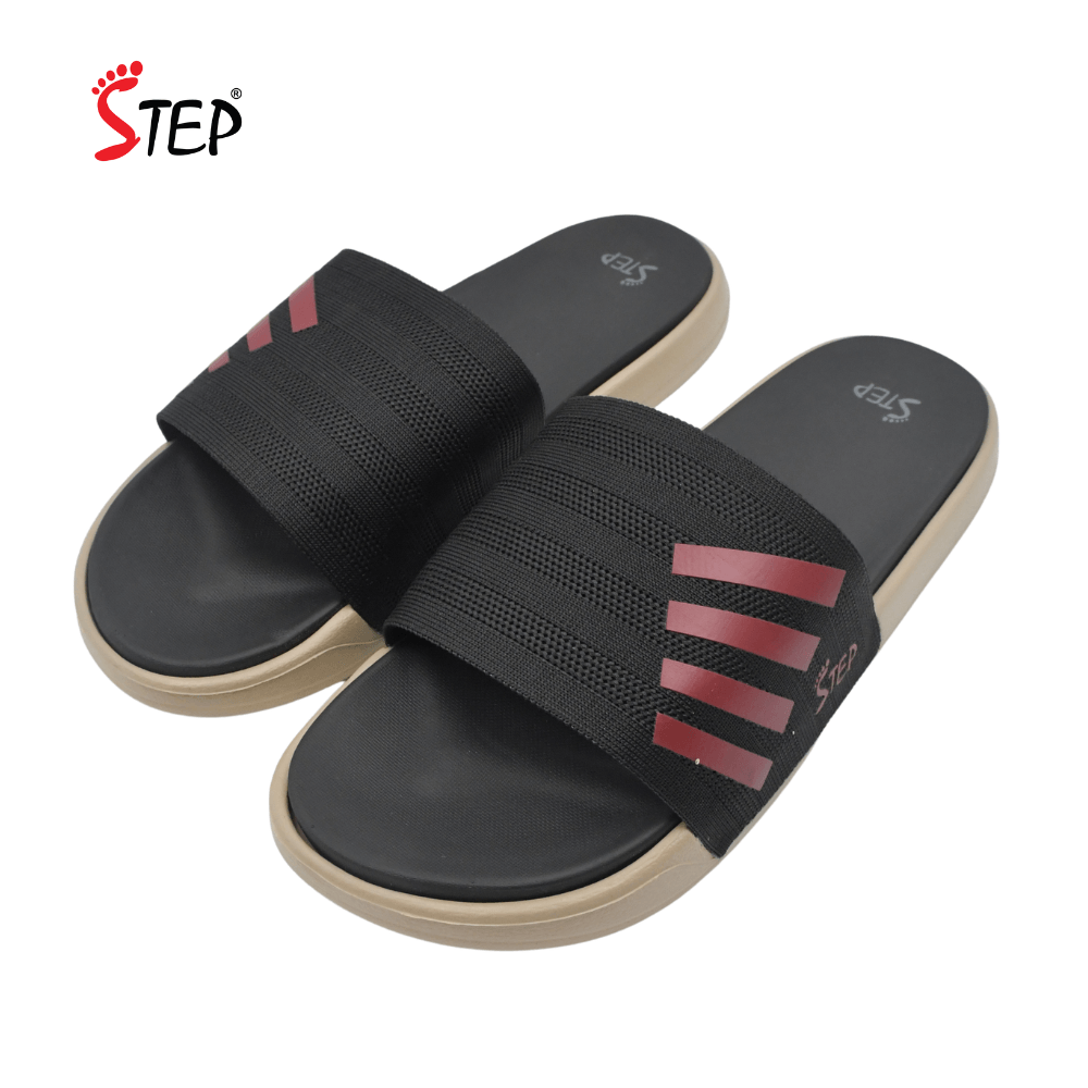 Step BARE Slide Sandal - Red - Pair View - Sandal n Shoe - Trade Step BARE men's slide sandal in red - pair front view - Sandal n Shoe - Trade