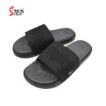 Step BRICE men's slide sandal in black - pair front view - Sandal n Shoe - Trade