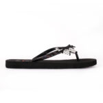 Step BUTTERFLY women's flip-flop slipper in black with polka dot bow - outer side profile view - Sandal n Shoe - Trade