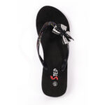 Step BUTTERFLY women's flip-flop slipper in black with polka dot bow - top-down footbed view - Sandal n Shoe - Trade