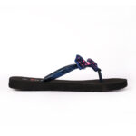 Step BUTTERFLY women's flip-flop slipper in blue with butterfly bow - outer side profile view - Sandal n Shoe - Trade
