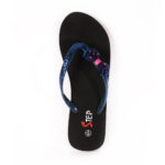 Step BUTTERFLY women's flip-flop slipper in blue with butterfly bow - top-down footbed view - Sandal n Shoe - Trade