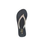 Step EMMA women's wedge platform thong flip-flop slipper in gold with braided crystal rope straps - top-down footbed view - Sandal n Shoe - Trade