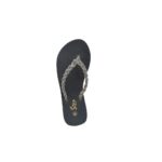 Step EMMA women's wedge platform thong flip-flop slipper in gunmetal with braided crystal rope straps - top-down footbed view - Sandal n Shoe - Trade