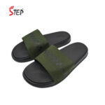 Step FEUGO men's slide sandal in dark olive - pair front view - Sandal n Shoe - Trade