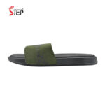 Step FEUGO men's slide sandal in dark olive - outer side profile view - Sandal n Shoe - Trade