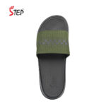 Step FEUGO men's slide sandal in dark olive - top-down footbed view - Sandal n Shoe - Trade