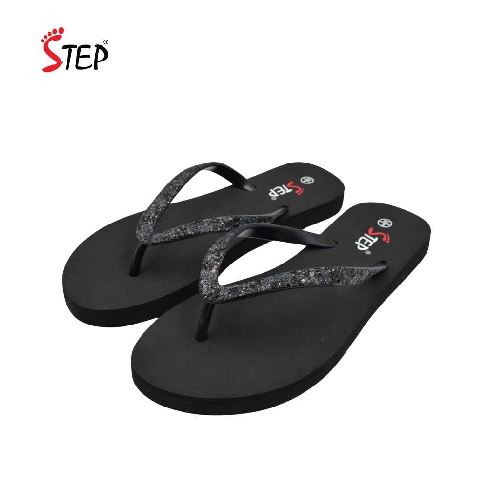 Step GO GIRL 26 women's flip-flop slipper in black - pair front view - Sandal n Shoe - Trade