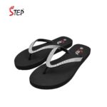 Step GO GIRL 26 women's flip-flop slipper in black silver - pair front view - Sandal n Shoe - Trade