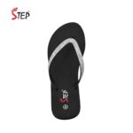 Step GO GIRL 26 women's flip-flop slipper in black silver - top-down footbed view - Sandal n Shoe - Trade
