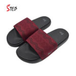 Step HARRY men's slide sandal in maroon - pair front view - Sandal n Shoe - Trade