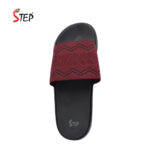 Step HARRY men's slide sandal in maroon - top-down footbed view - Sandal n Shoe - Trade