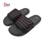 Step JOE men's slide sandal in maroon - pair front view - Sandal n Shoe - Trade