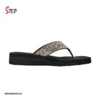 Step JOYCE women's platform thong flip-flop slipper in rose gold with sunburst crystal embellishment - inner side view - Sandal n Shoe - Trade