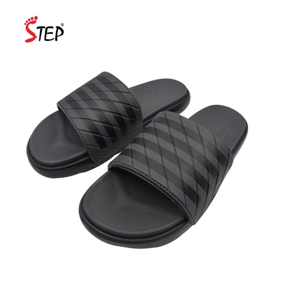 Step KYLO Slide Sandal - Ash - Pair View - Sandal n Shoe - Trade Step KYLO men's slide sandal in ash - pair front view - Sandal n Shoe - Trade