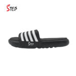 Step KYLO men's slide sandal in black & white - outer side profile view - Sandal n Shoe - Trade