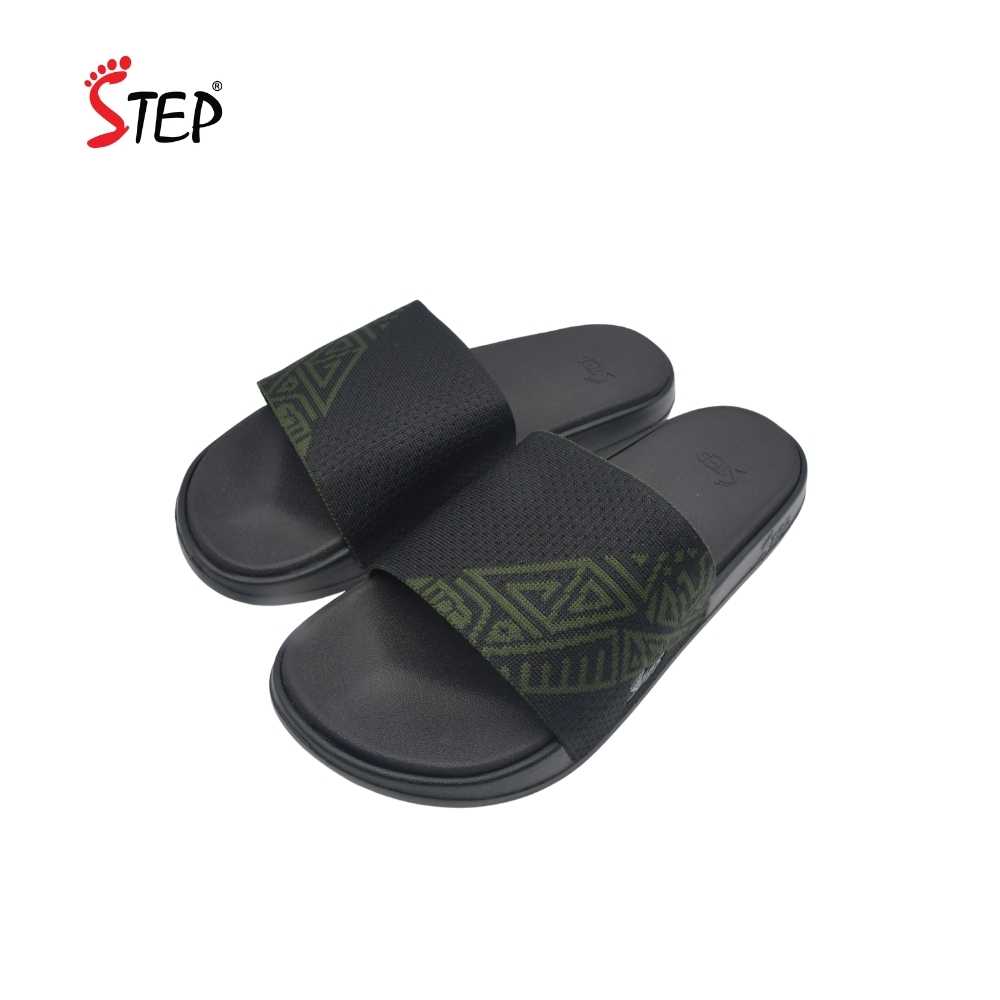 Step LUCIEN Slide Sandal - Olive - Pair View - Sandal n Shoe - Trade Step LUCIEN men's slide sandal in olive - pair front view - Sandal n Shoe - Trade