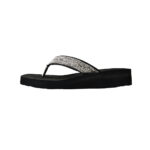 Step MAURO women's wedge platform thong flip-flop slipper in silver with diamond-lattice rhinestone crystal straps - medial side profile view - Sandal n Shoe - Trade