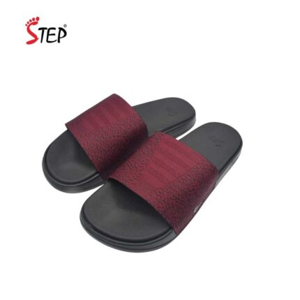 Step MERCELLIN men's slide sandal in maroon - pair front view - Sandal n Shoe - Trade
