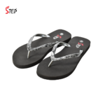 Step NORA-25 women's flip-flop slipper in black print - pair front view - Sandal n Shoe - Trade