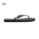 Step NORA-25 women's flip-flop slipper in black print - outer side profile view - Sandal n Shoe - Trade