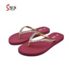 Step NORA-25 women's flip-flop slipper in maroon - pair front view - Sandal n Shoe - Trade