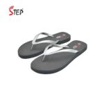 Step NORA-25 women's flip-flop slipper in silver - pair front view - Sandal n Shoe - Trade