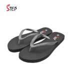 Step NORA-294 women's flip-flop slipper in silver - pair front view - Sandal n Shoe - Trade