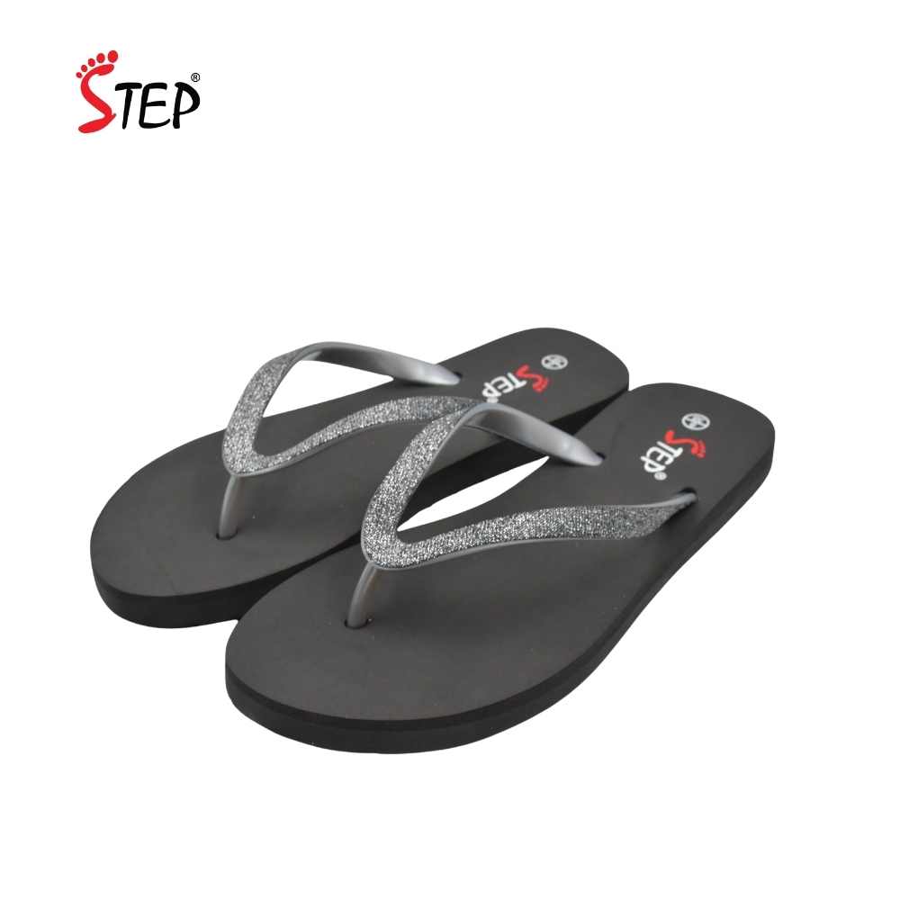 Step NORA-294 Slipper - Silver - Pair View - Sandal n Shoe - Trade Step NORA-294 women's flip-flop slipper in silver - pair front view - Sandal n Shoe - Trade