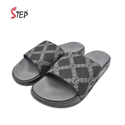 Step PORTER men's slide sandal in black - pair front view - Sandal n Shoe - Trade