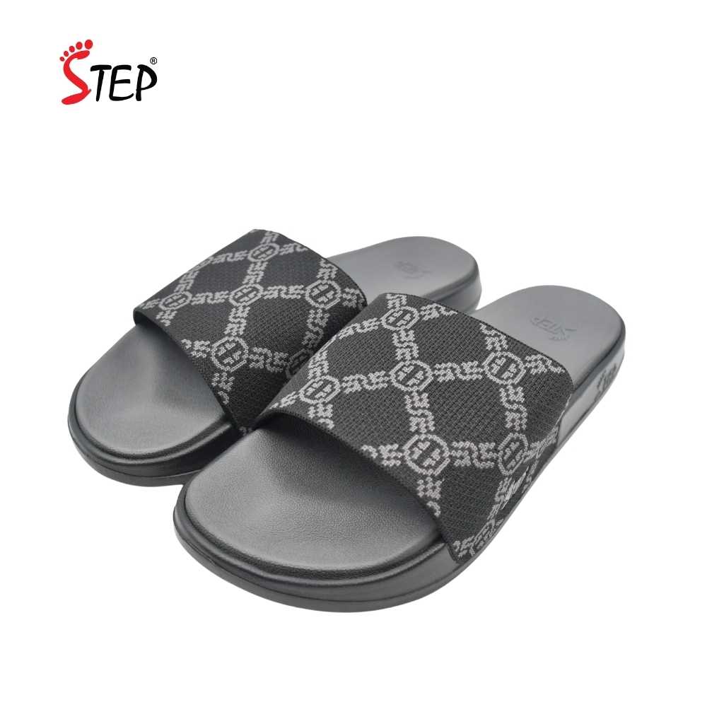 Step PORTER Slide Sandal - Black - Pair View - Sandal n Shoe - Trade Step PORTER men's slide sandal in black - pair front view - Sandal n Shoe - Trade