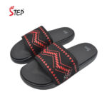 Step REID men's slide sandal in red - pair front view - Sandal n Shoe - Trade