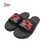 Step RILAY men's slide sandal in red - pair front view - Sandal n Shoe - Trade