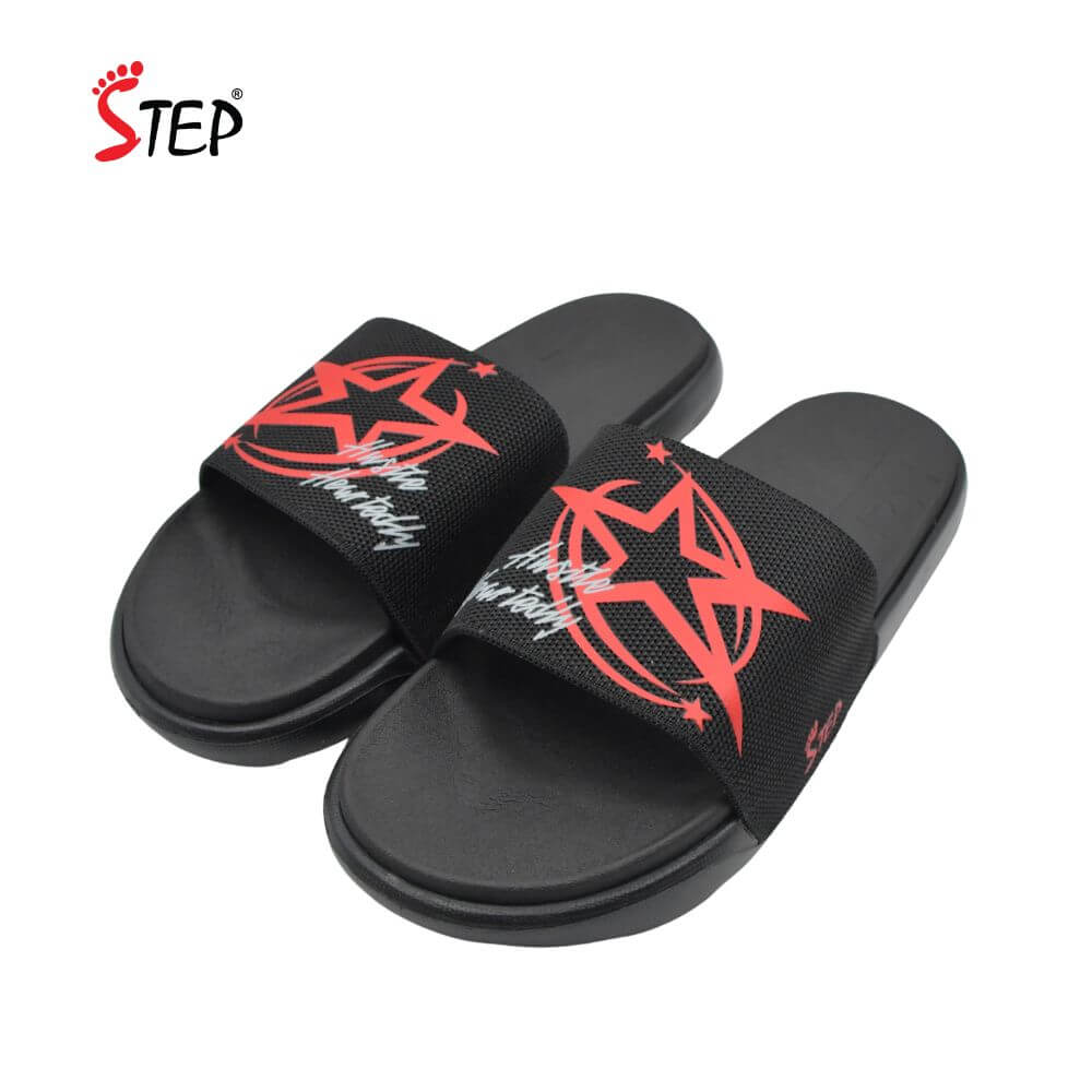 Step RILAY Slide Sandal - Red - Pair View - Sandal n Shoe - Trade Step RILAY men's slide sandal in red - pair front view - Sandal n Shoe - Trade