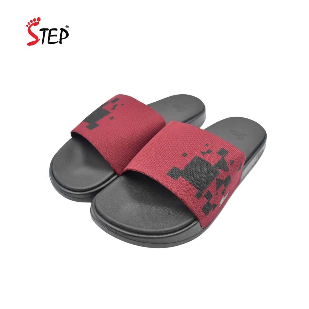 Step SHAPIRO Slide Sandal - Maroon - Pair View - Sandal n Shoe - Trade Step SHAPIRO men's slide sandal in maroon - pair front view - Sandal n Shoe - Trade