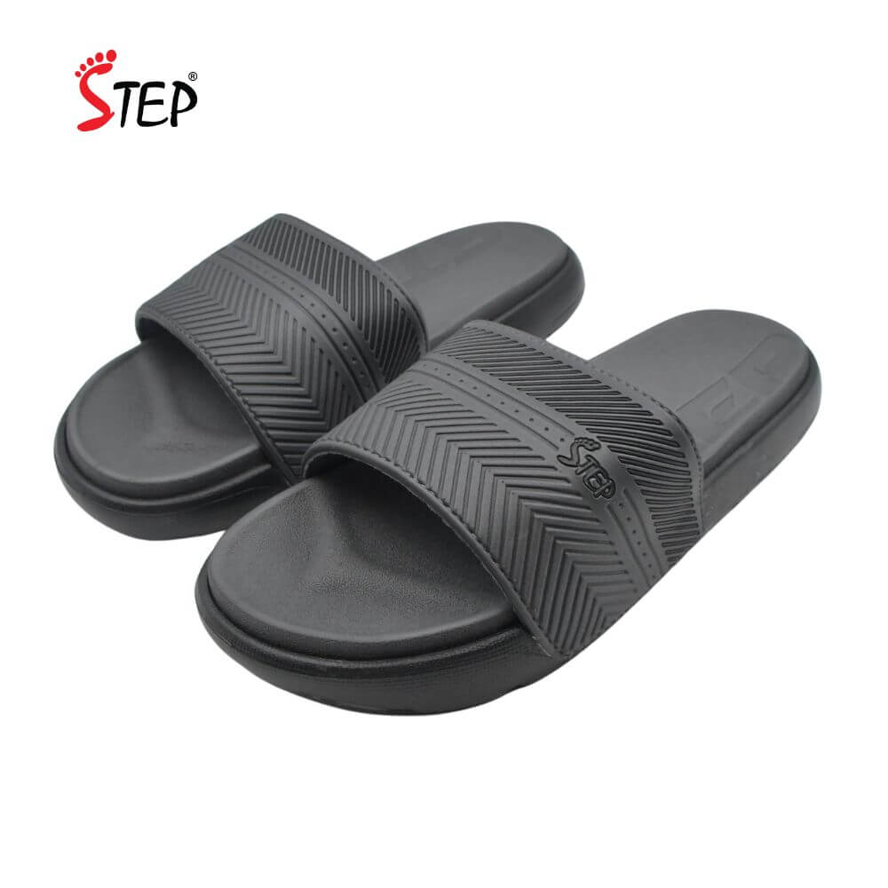 Step SHOWN Slide Sandal - Ash - Pair View - Sandal n Shoe - Trade Step SHOWN men's slide sandal in ash - pair front view - Sandal n Shoe - Trade