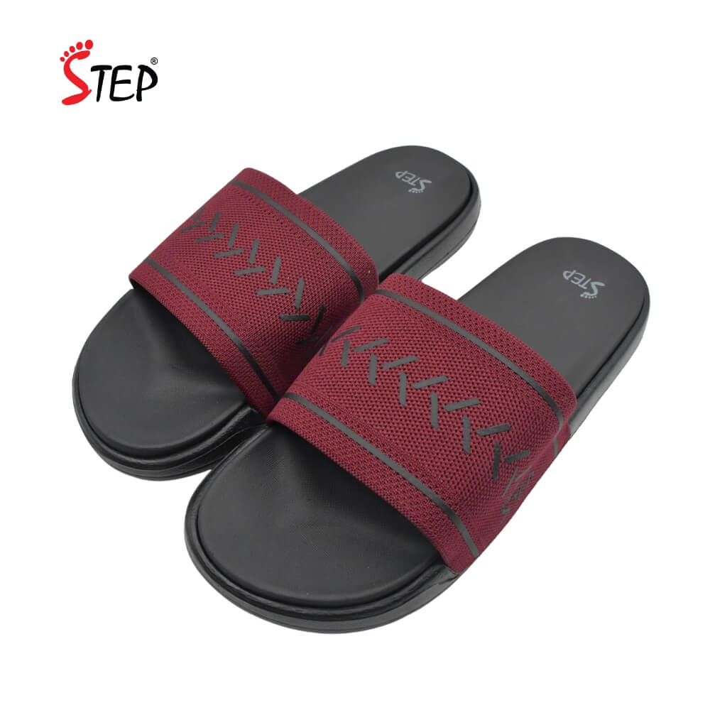 Step STANLEY 2 Slide Sandal - Maroon - Pair View - Sandal n Shoe - Trade Step STANLEY 2 men's slide sandal in maroon - pair front view - Sandal n Shoe - Trade