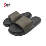 Step STONE PRO men's slide sandal in olive - pair front view - Sandal n Shoe - Trade